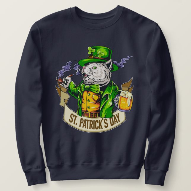 Sweatshirt Chat de la Saint Patrick (Design devant)