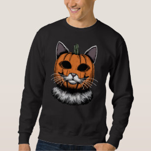 Sweatshirt Chat d'Halloween, visage Citrouille
