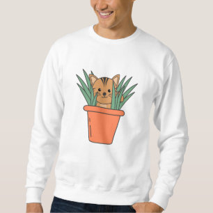 Sweatshirt Chat En Pot Fleur Drôle Kitten En Plante