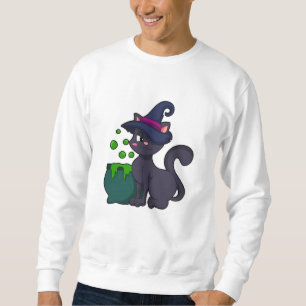 Sweatshirt Chat en sorcière avec Cauldron