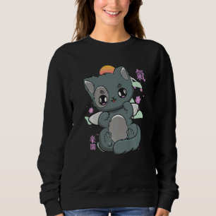 Sweatshirt Chat Et Kanji Mignon Neko Avec Fleur De Cerisier P