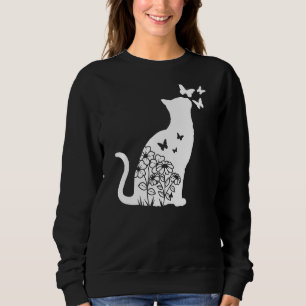 Sweatshirt Chat Floral Papillon Fleurs Femmes Filles Fille Ch