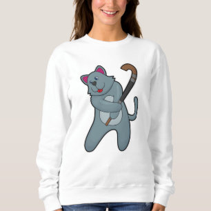 Sweatshirt Chat Hockey avec bâton de hockey
