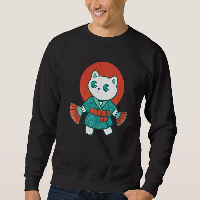 Sweatshirt Chat japonais Yukata (Devant)