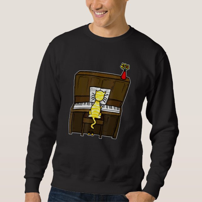Sweatshirt Chat Jouer Piano Doodle Pour Chat Pianistes Chat M (Devant)