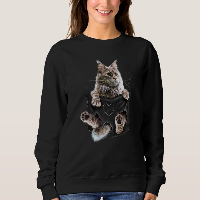 Sweatshirt Chat Maine Coon En Poche (Devant)