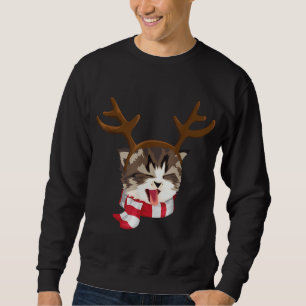 Sweatshirt Chat Noël Reindeer Antlers Funny Catmas