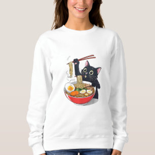 Sweatshirt "Chat noir affamé avec Ramen"