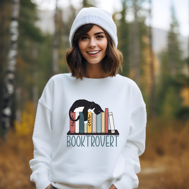Sweatshirt Chat noir blanc dormant sur la bibliothèque (Créateur téléchargé)