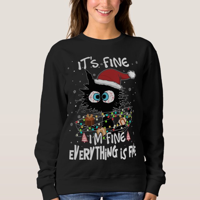 Sweatshirt Chat noir C'est bon Je vais bien Tout va bien Ch (Devant)