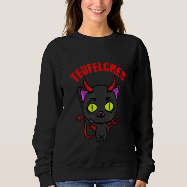 Sweatshirt Chat noir Devil Kitten Costume Enfer (Devant)