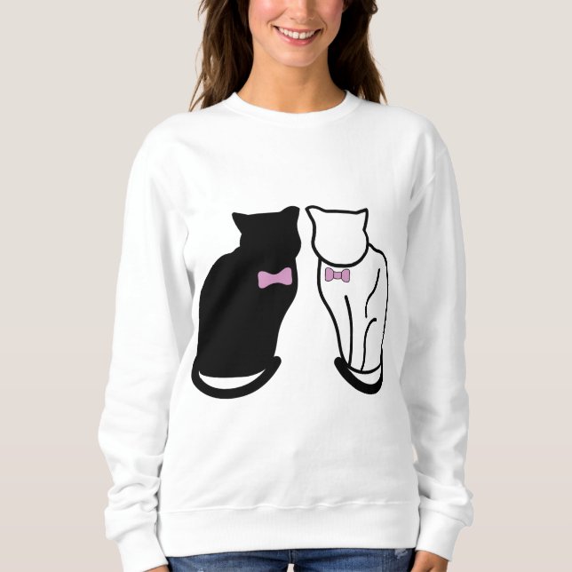 Sweatshirt Chat noir et blanc (Devant)