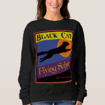 Chat noir Flying School Rétro Halloween T-shirt