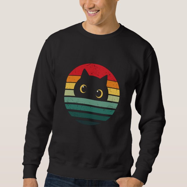 Sweatshirt Chat noir vintage (Devant)