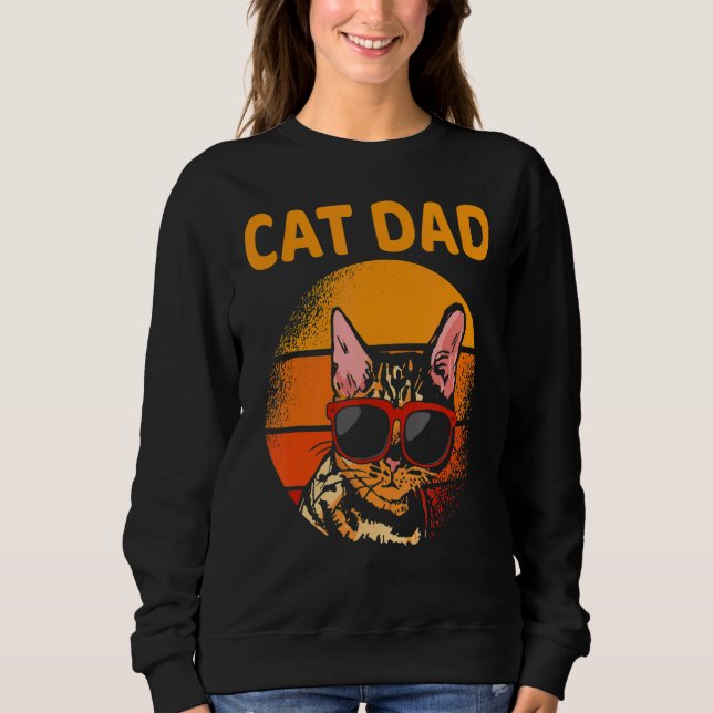 Sweatshirt Chat Papa Retro Style Fête des pères Hommes Chat D (Devant)