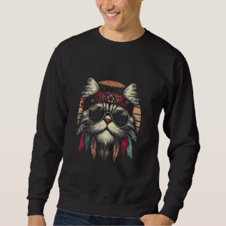 Sweatshirt Chat Persan Rétro portant des lunettes Design pour