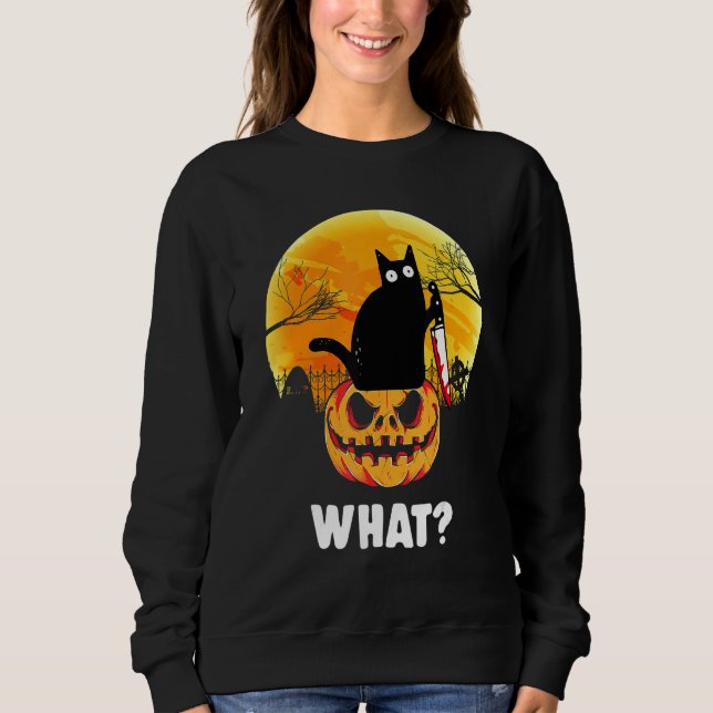 Sweatshirt Chat Quel Chat Noir Meurtre Chat Avec Couteau (Devant)