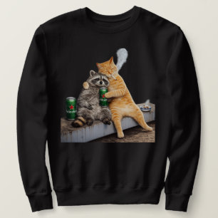 Sweatshirt Chat Raton laveur Fumant Cigarette Boisson Mémé