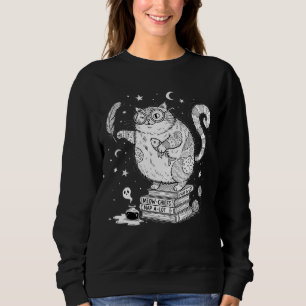 Sweatshirt Chat sorcier drôle sur des livres