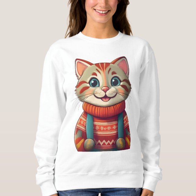 Sweatshirt Chat souriant mignon (Devant)