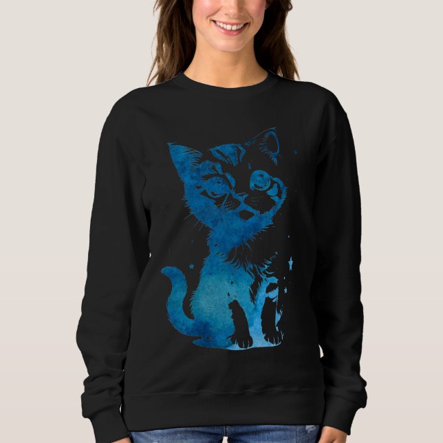 Sweatshirt Chaton aux yeux étoilés (Devant)