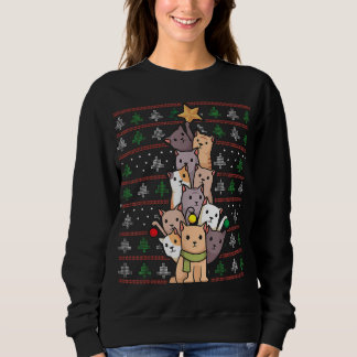 Sweatshirt Chats d'arbre de Noël amusant Chat de Noël