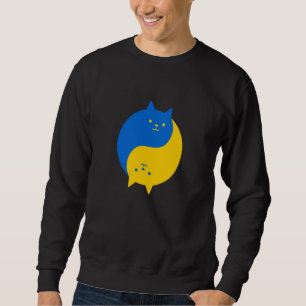 Sweatshirt Chats de victoire bleus et jaunes équilibrés Yin Y