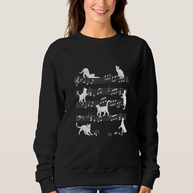 Sweatshirt Chats Jouant Sur Des Feuilles De Musique Avec Note (Devant)