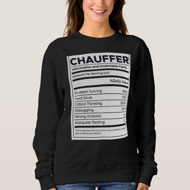 Sweatshirt Chauffer Information nutritionnelle (Devant)