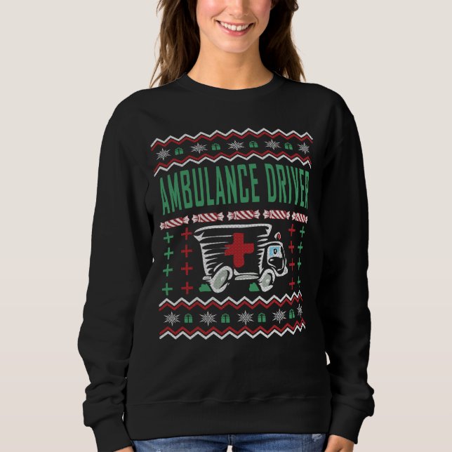Sweatshirt Chauffeur d'ambulance Vilain pull de Noël (Devant)