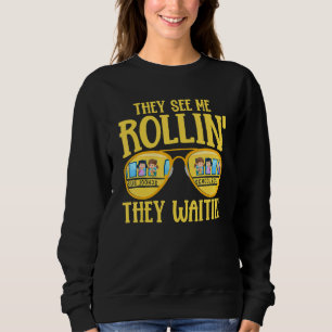 Sweatshirt Chauffeur de bus scolaire jaune Ils me voient roul