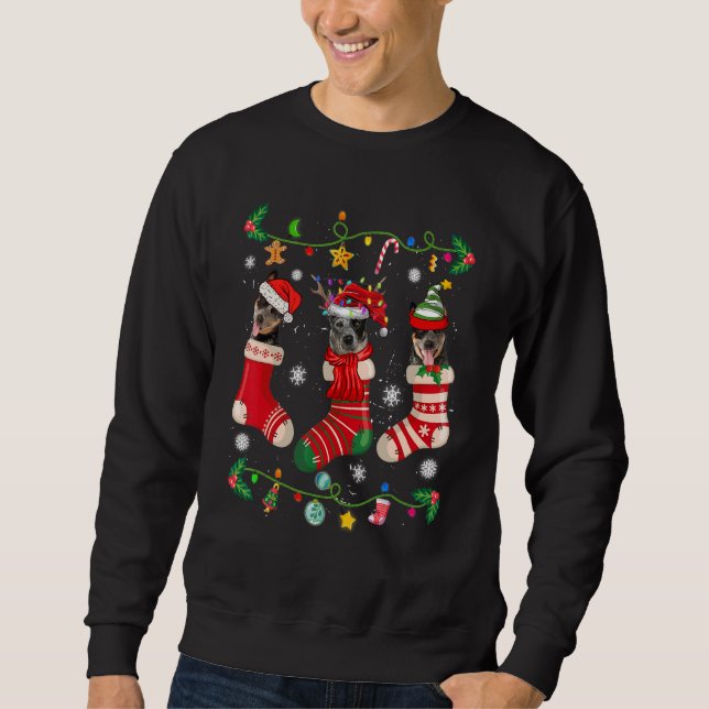 Sweatshirt Chaussettes de Noël de bétail australien Chien de  (Devant)