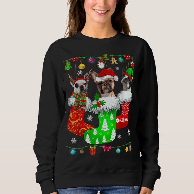 Sweatshirt Chaussettes de Noël Pyjama French Bulldog Chien Ch (Devant)