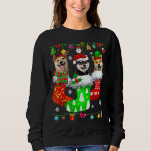 Sweatshirt Chaussettes de Noël Pyjama Shiba Inu Chien Chiot A