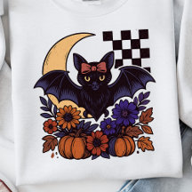 Chauve d'Halloween rétro avec lune Gothique esthét