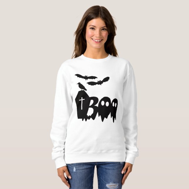 Sweatshirt Chauve-souris à corbeau effrayant et Éffrayant, Co (Devant entier)