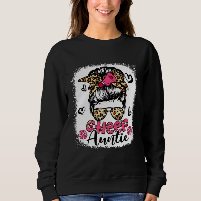 Sweatshirt Cheer Auntie Leopard Cute Messy Bun Hair Cheerlead (Devant)
