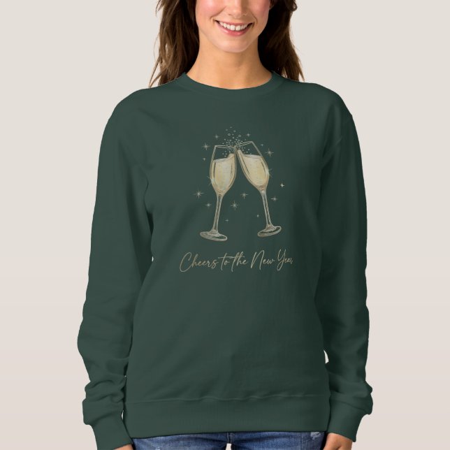 Sweatshirt Cheers to the New Year Elegant Champagne Glasses (Devant)