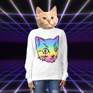 SWEATSHIRT CHEMISE À MANCHES LONGUES VIDEO KITTY CAT EN PIXEL