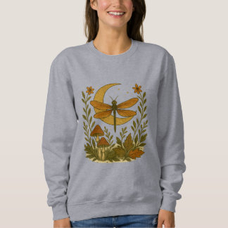 Sweatshirt Chemise de lune mystique à libellules - Forêt céle