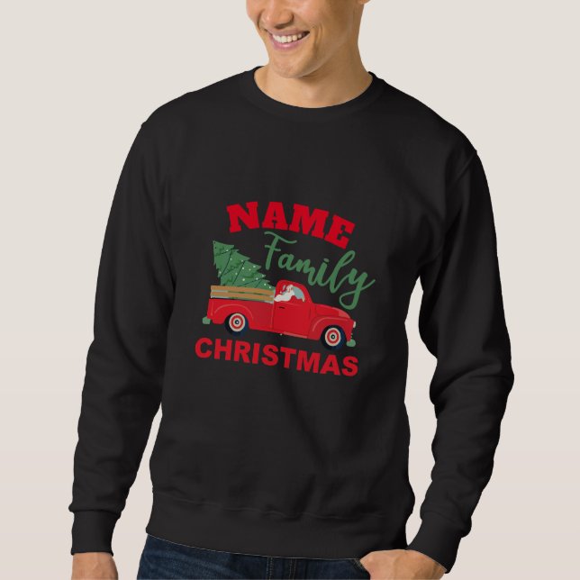 Sweatshirt Chemise de Noël familiale personnalisée et rétro. (Devant)