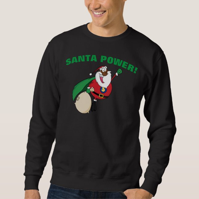 Sweatshirt Chemise électrique Superhero Black Père Noël (Devant)