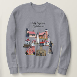 Sweatshirt Chemise Lake Superior Lighthouses noir lettrage