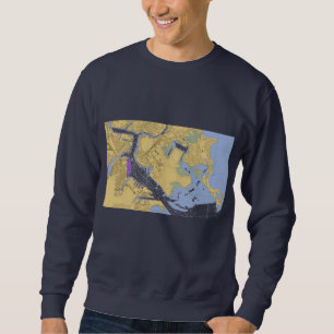 Sweatshirt Chemise nautique de diagramme de port de Boston mA