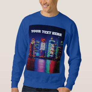 Sweatshirt Chemise Rétro Pixel Art Skyline de Ville Néon