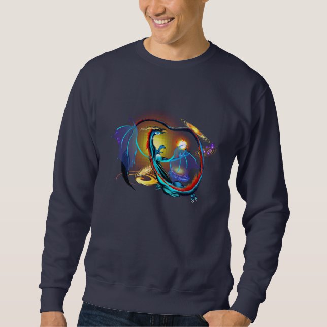 Sweatshirt Chemises bleues de dragon de galaxie (Devant)