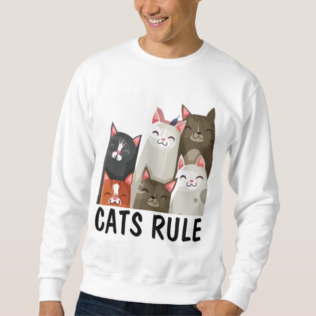 SWEATSHIRT CHEMISES T-SHIRT CHAT, LES CHATS RÈGNENT (Devant)
