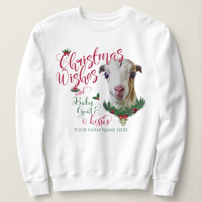 Sweatshirt CHÈQUE | voeux de Noël Bébé Chèvre Baisers LaManch (Design devant)