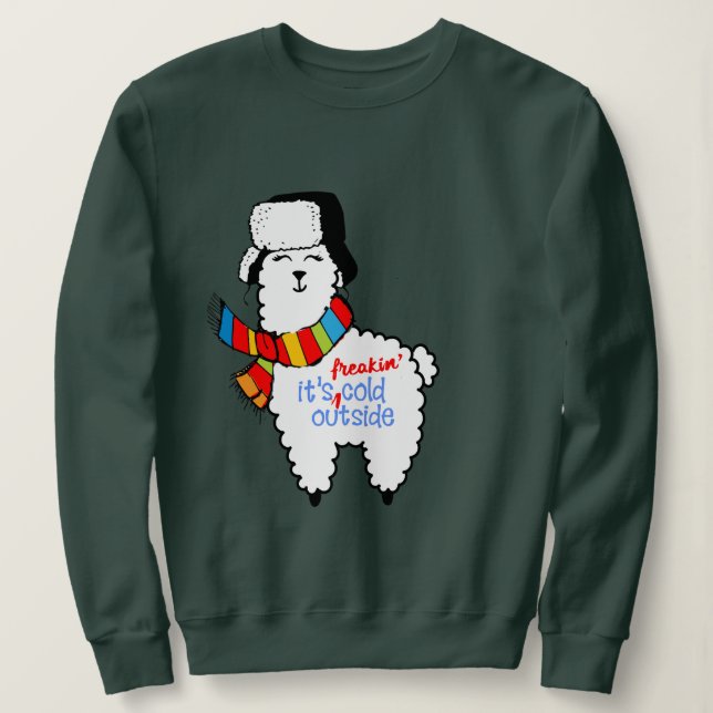 Sweatshirt Chéri, il fait froid dehors | Joli lama drôle (Design devant)