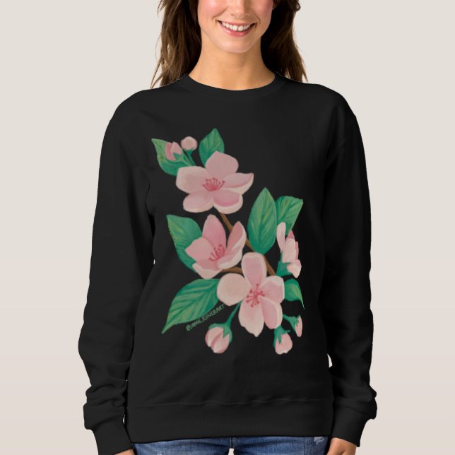 Sweatshirt Cherry Blossom Cute Hand Drawn Plant Flower (Devant)